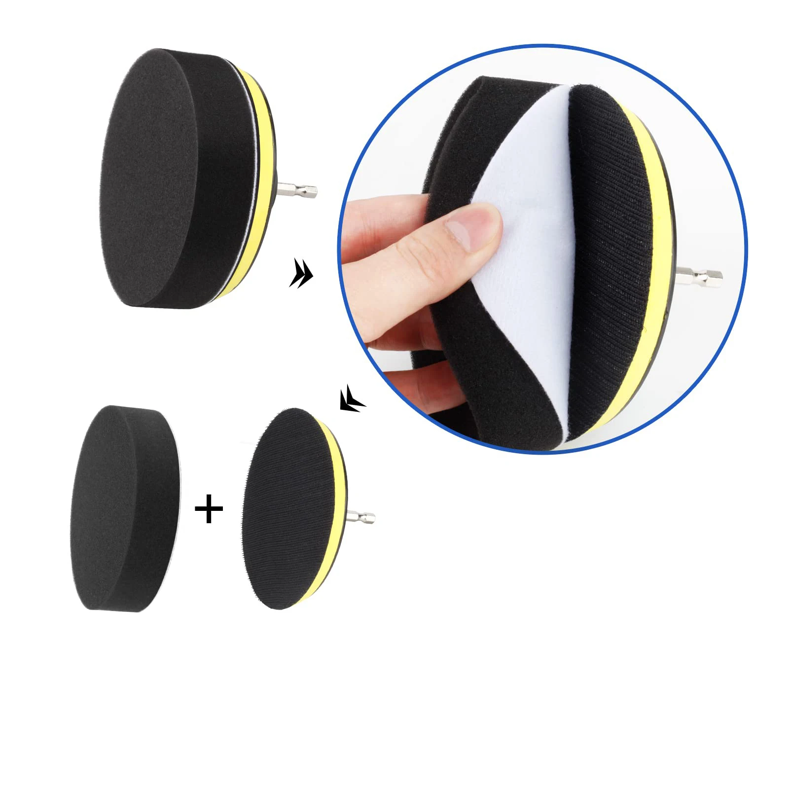 5 Inch Buffing and Polishing Pad 11 Pcs 2 Colors with Sanding Plate Adapter for Car Polishing Coat Waxing Polishing and Sealing