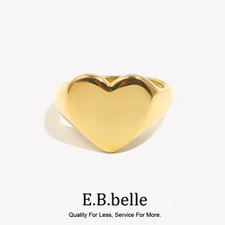 E.B.belle Stainless Steel Fine Polished Wide Large Heart Finger Rings Stainless Steel Hypoallergenic Rings For Female Jewellery