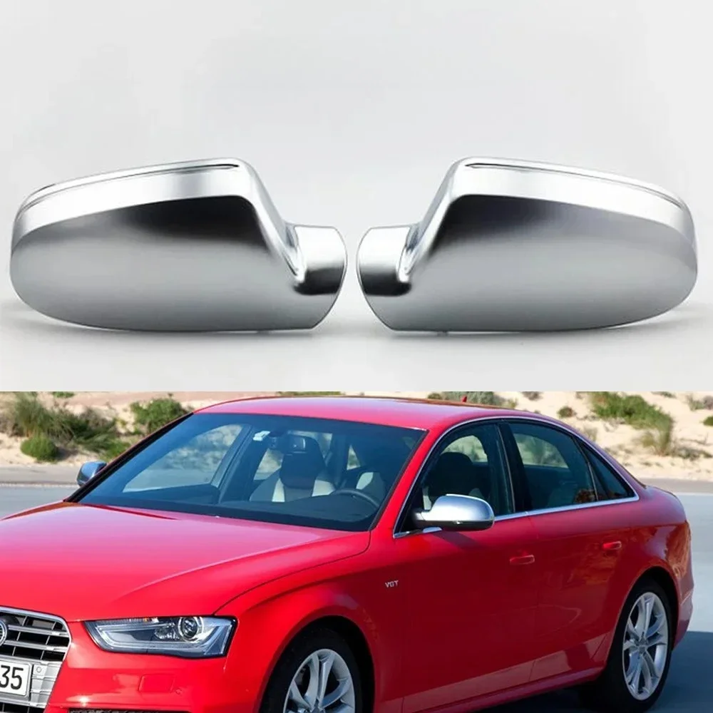 

1Pair For Audi A4 B8.5 A3 A5 S5 RS5 Car Mirror Cover Matte Chrome Silver Rearview Mirror Cover Protection Cap Car Styling