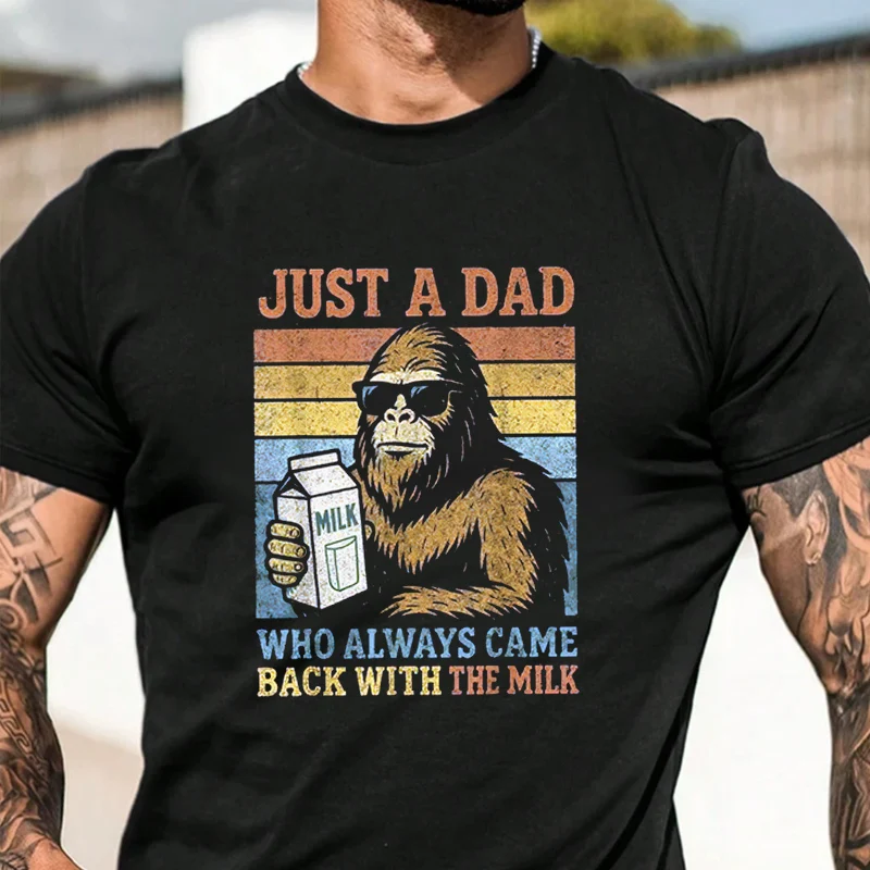 

Футболка с надписью "Papa Just A Dad Who Always Came Back With The Milk Motorcycle" для мужчин, уличная одежда в стиле хип-хоп, повседневные топы унисекс с короткими рукавами