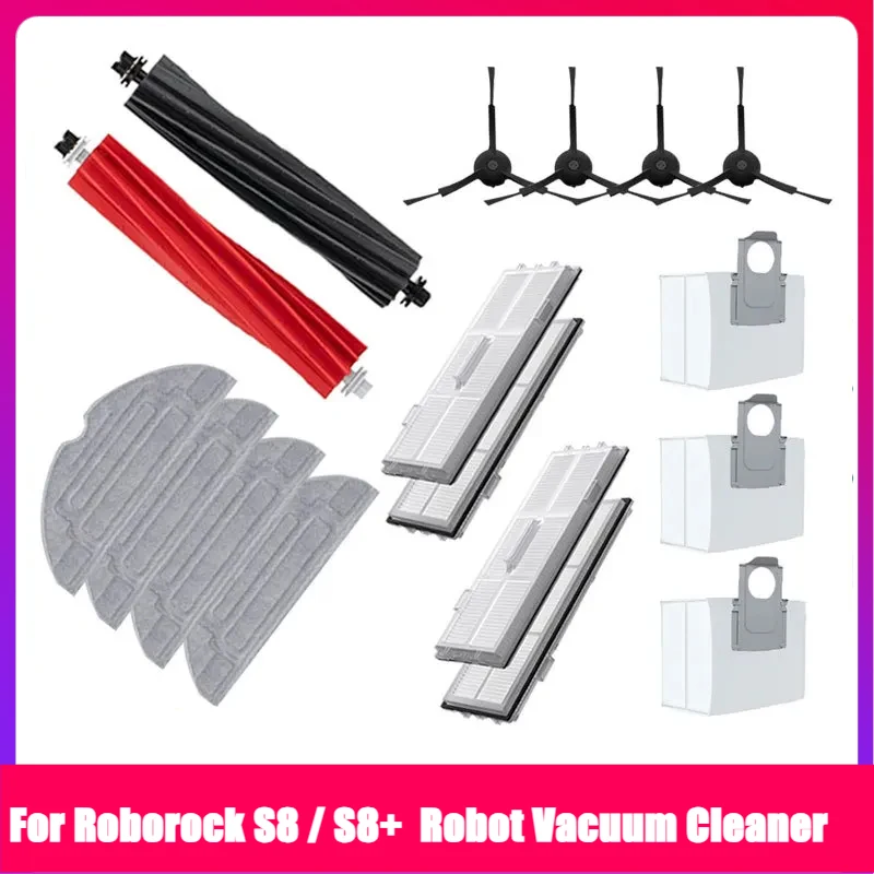 Robot Vacuum Cleaner Accessory Set  HOT For Roborock S8 / S8+  Main Side Brushes Hepa Filters Mop Cloth Washable