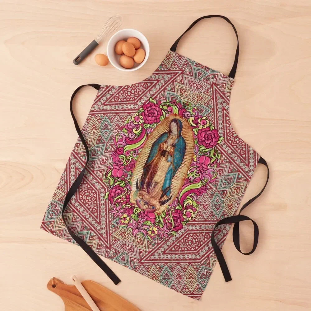 

Our Lady of Guadalupe Virgin Mary Mexican Virgin Mary Apron with pockets chef costume Apron