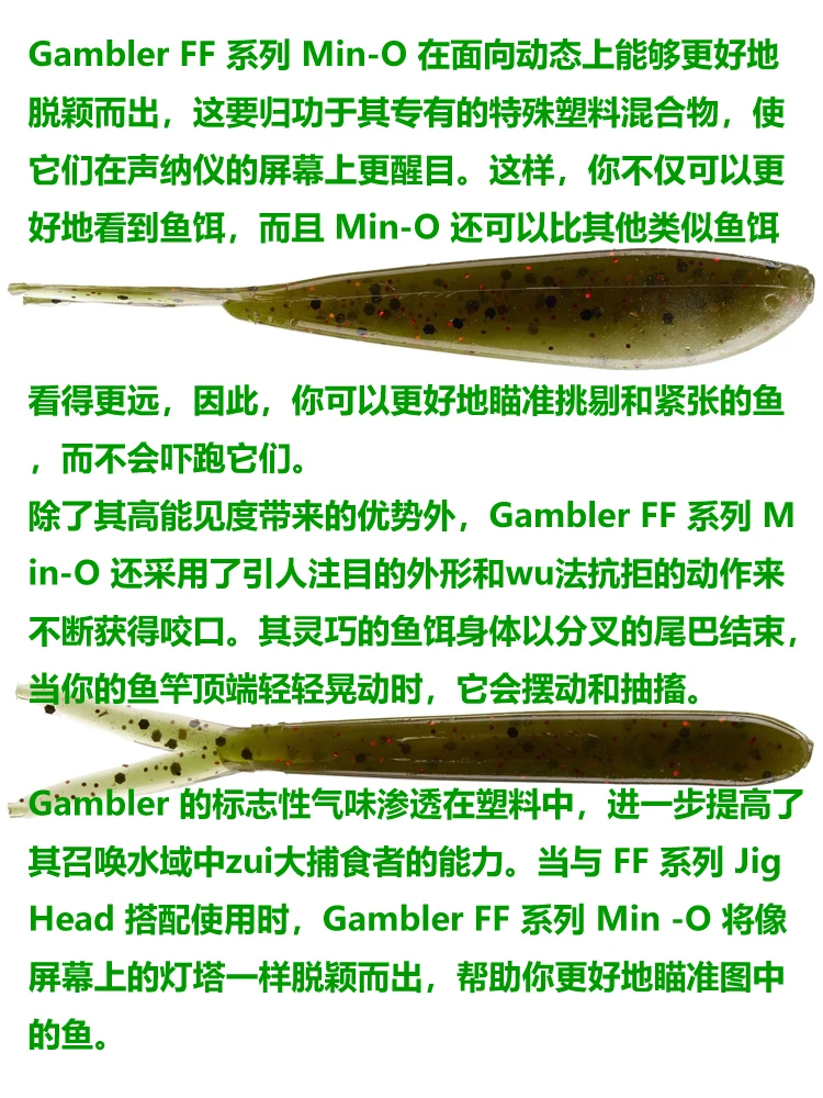 American GAMBLER FF Min-O Real-time Dynamic Sonar Small Fish DAMIKI Fishing Group Luya Fork Tail Soft Bait