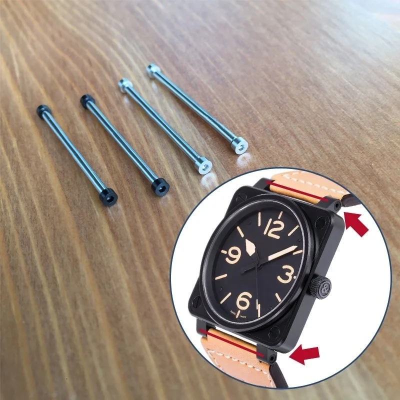 For Bell Ross BR01/BR03 Watch Band Stainless Steel Screw Rod Ear Rold BR Connecting Rod with Tools Watch Accessories