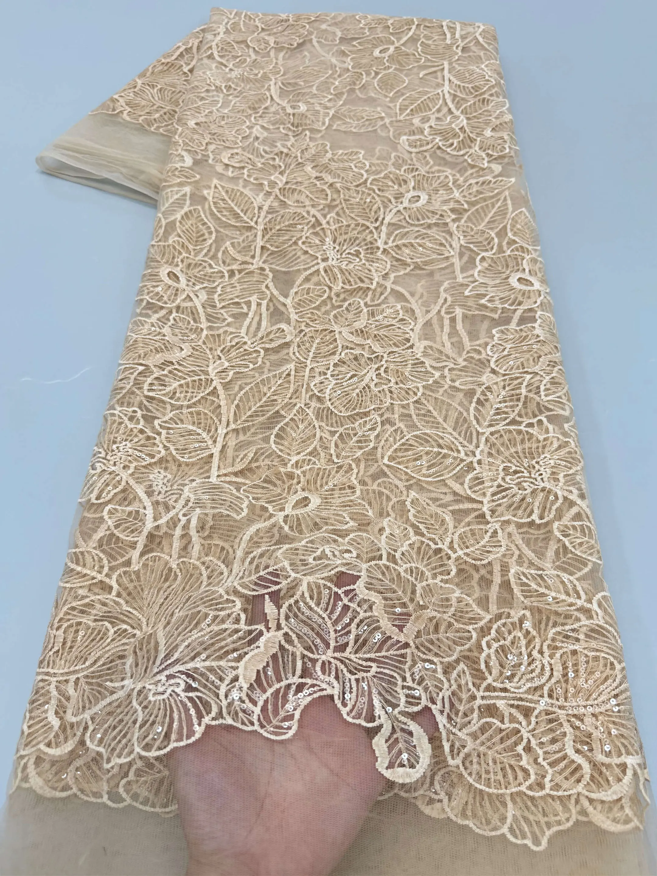 French Mesh Milk Silk Lace Fabric 2026 Latest African Tulle Lace Fabric for Nigerian Wedding Dresses Sew