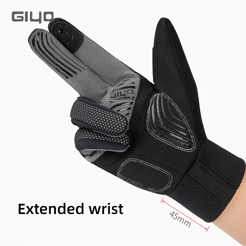 GIYO Cycling Winter Warm Full Finger Gloves Men Women Thermal Touch-screen SBR Filling Thicken Shockproof Bicycle Gloves Mittens