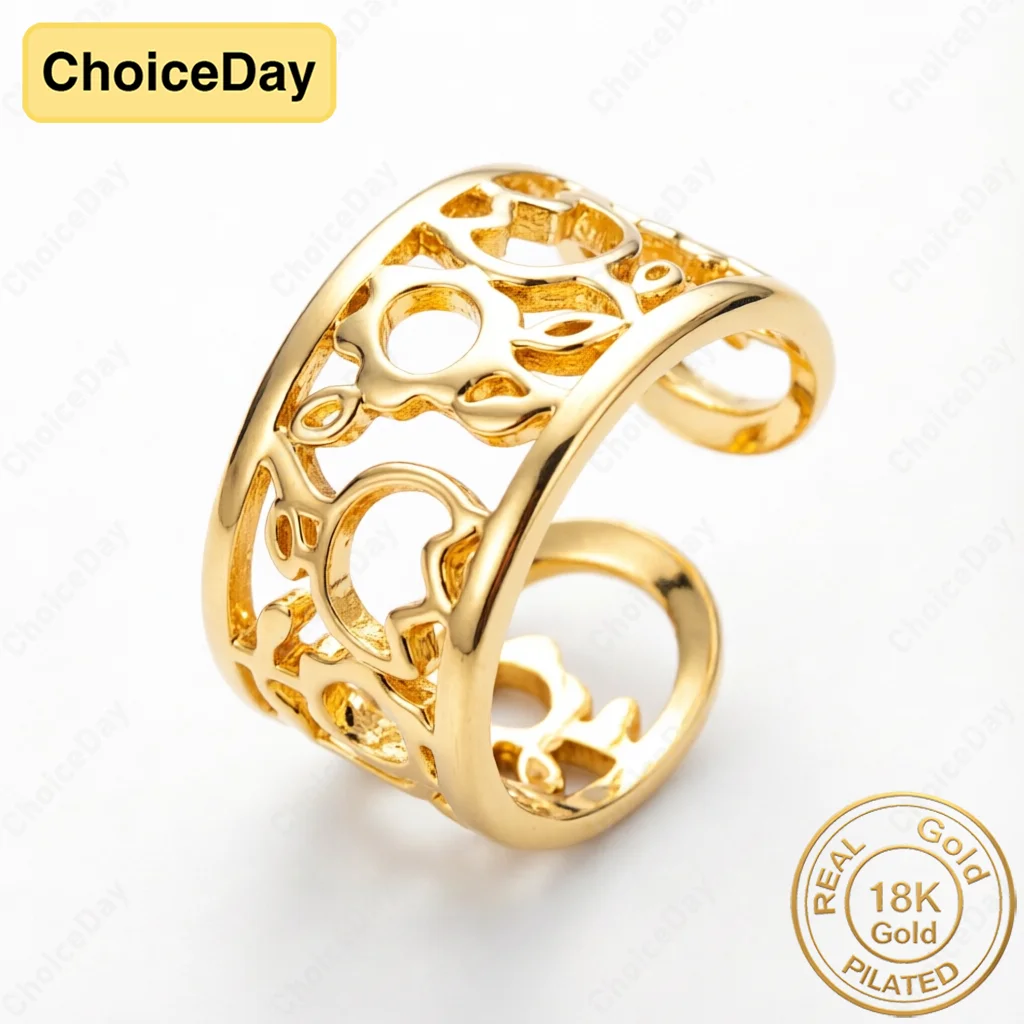 

18K Gold Plated Delicate Openwork Ring - Stylish Women's Engagement Party Gift Jewelry Accessories