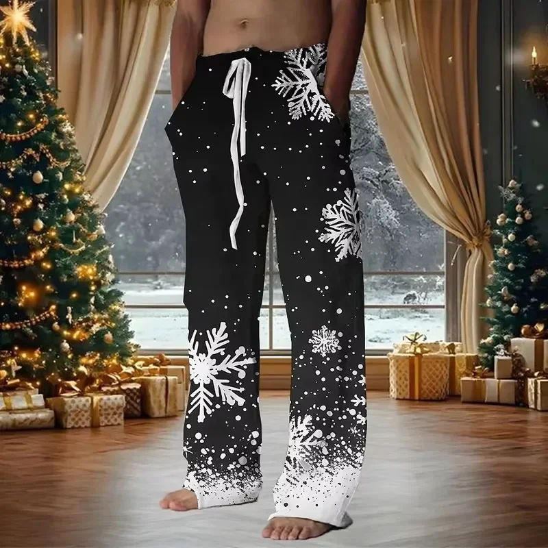Pantalones de Nieve para Hombre, Pantalones Casuales con Cordón y Cintura Elástica, Pantalones Rectos para Exteriores,