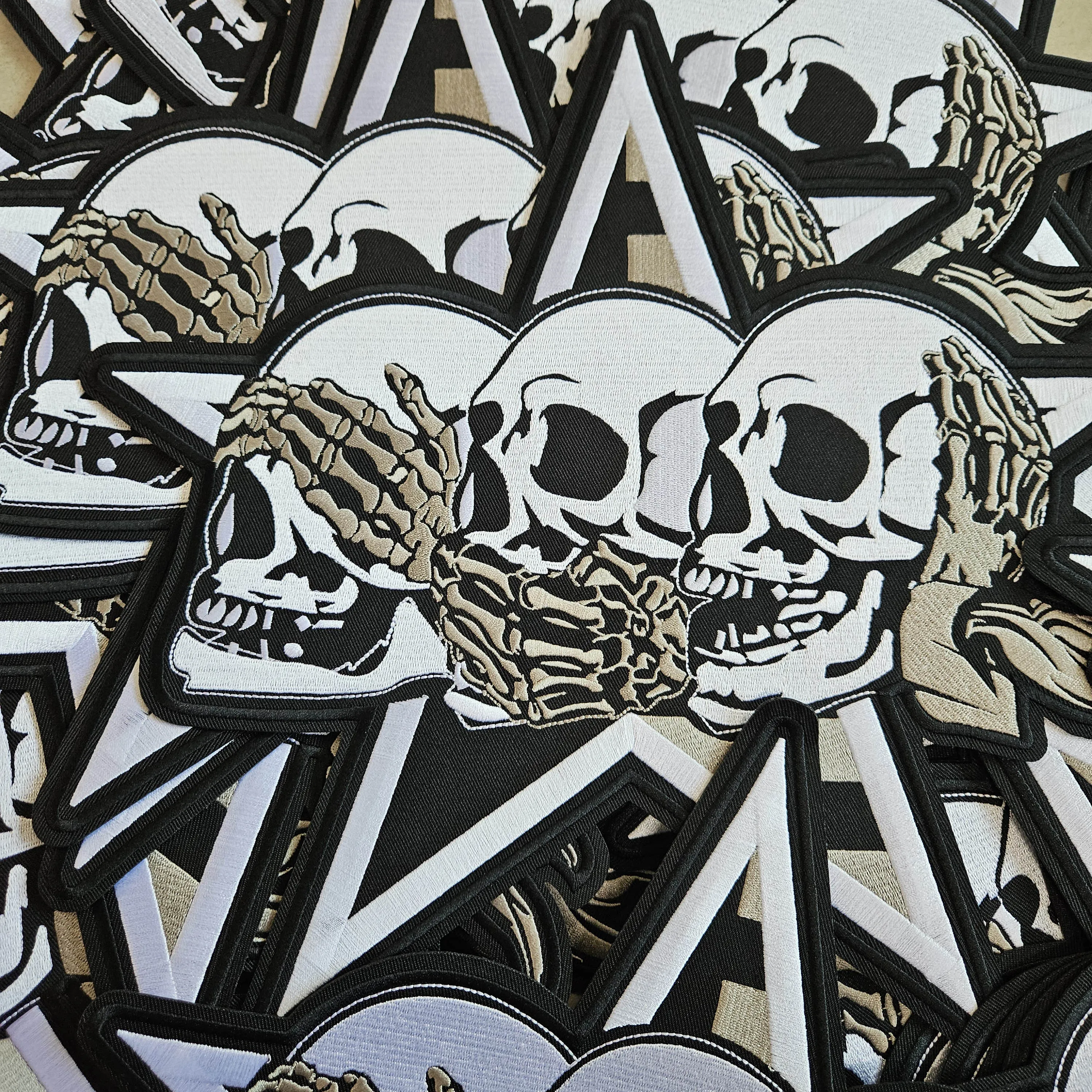 Pas merklogo aan Harley Motor Retro Skull Iron-On Patch DIY naai opstrijkbare badges groot formaat kleding terug patches