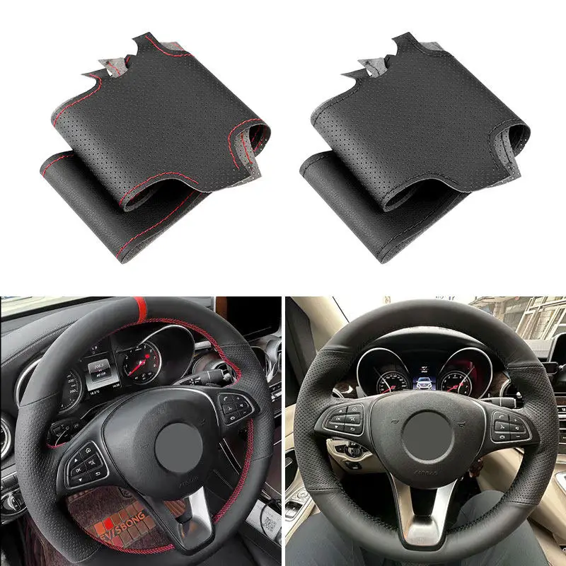 Hand-sew Leather Car Steering Wheel Cover For Mercedes Benz W205 W176 W246 C117 C218 X218 W213 X156 X253 W166 X166 Vito III W447