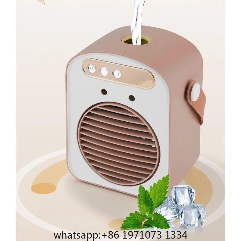 Mini spray air cooler 3-speed large wind digital display air conditioner fan dual-purpose small handle cold fan