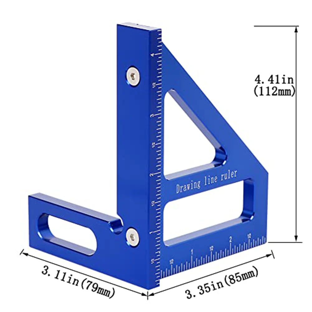 1pcs 45/90 Degree Woodworking Square Ruler 3D Multi Angle Measuring Ruler Square Hole Scribing Ruler Carpenter Tools Accessories
