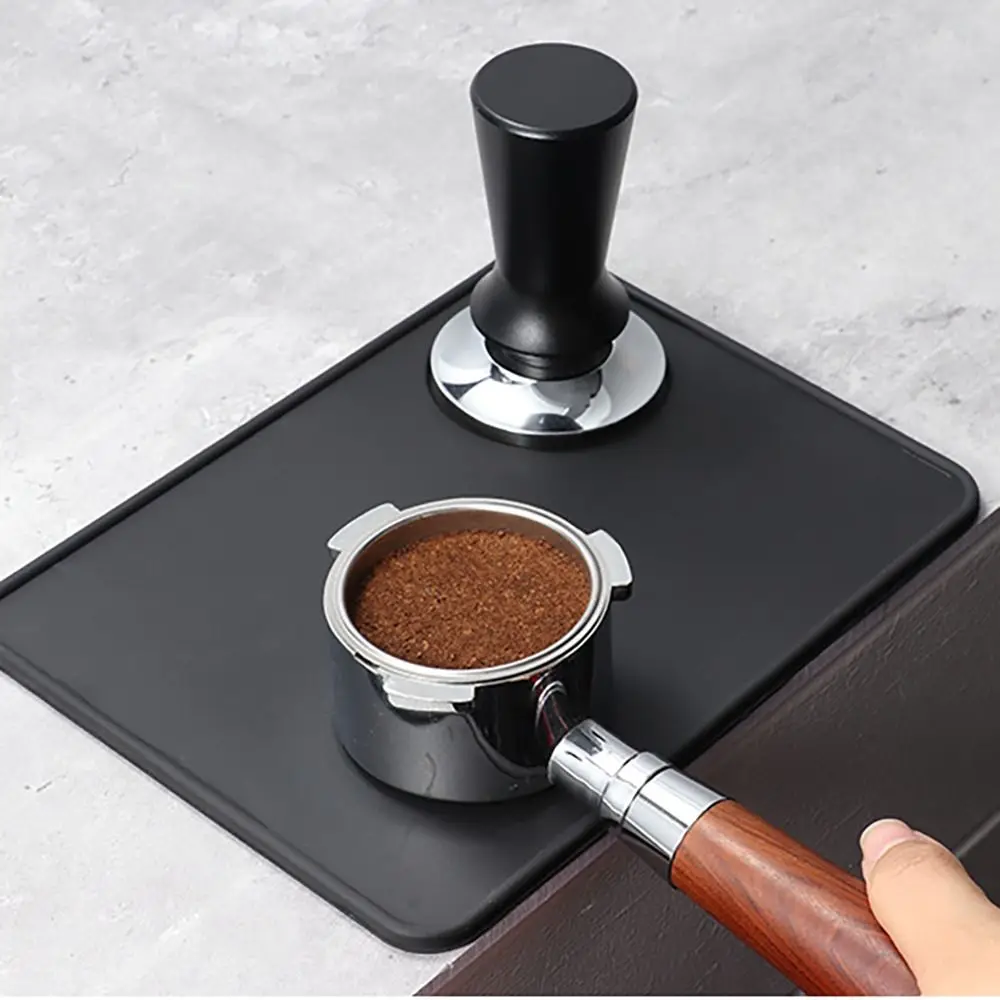 

New Silicone Coffee Tamper Mat with Corner Edge Black Espresso Tamping Pad Coffee Corner Pad For Portafilter Barista Accessories