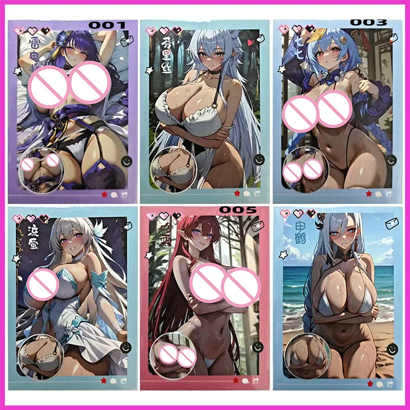 

Anime Goddess Story Rare Epoxy Refraction Collectible Cards Raiden Shogun Qiqi Firefly Yinlin Shenhe Toys for boys Birthday Gift