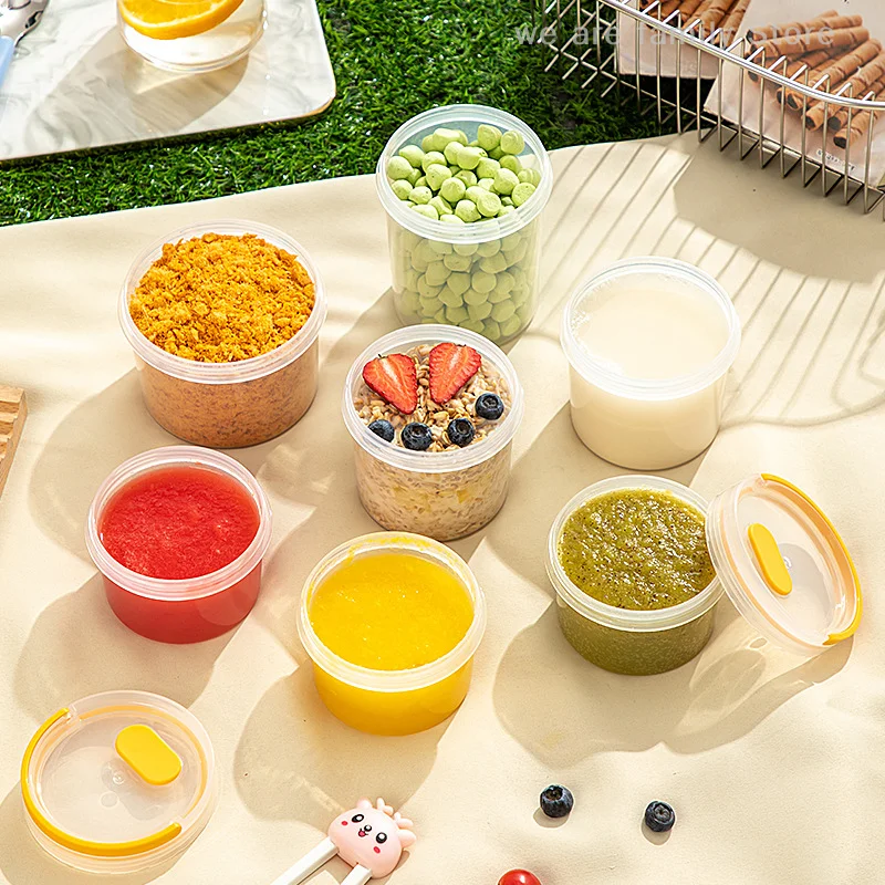 Frascos de almacenamiento sellados para alimentos, cereales portátiles, taza de leche de soja, clasificación transparente, cubo de comida para bebés, accesorios de cocina