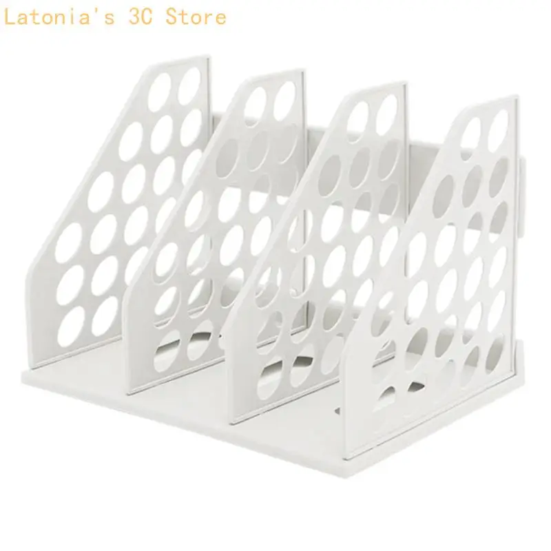 Desk Paper File Rack, Plastic Upright Document Sorter with Openwork Sides for Magazines, Worktables, and Desk Filing X3UB