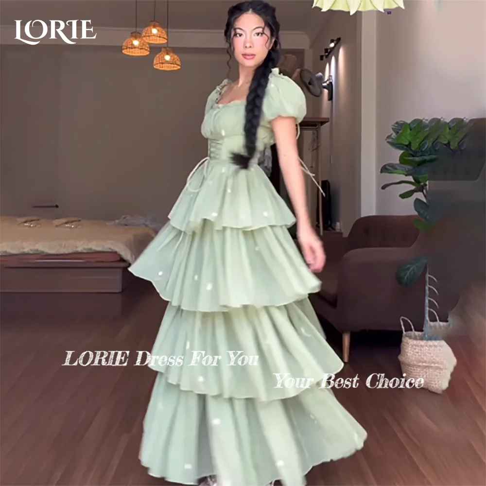 

LORIE Elegant Short Sleeve Evening Dress Square Neck Backless Pleats Cake Prom Gown Celebrity club Party Gown Homecoming Dress