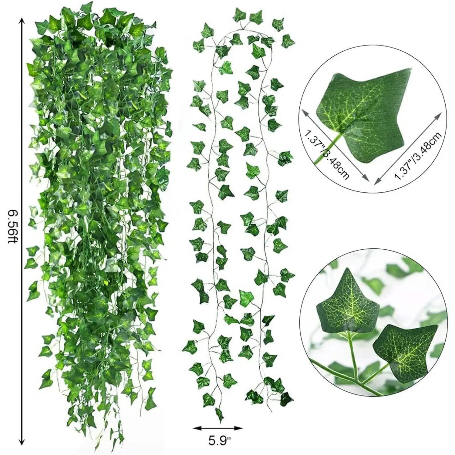 1/6/12pcs Artificial Climbing Ivy Wall Hanging Fake Vines Green Leaves Garland Plant Decoration Wedding Arch Leaves Decoration