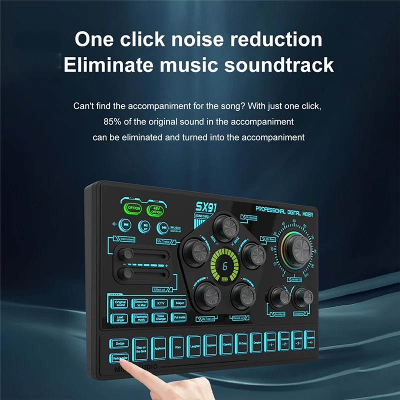 SX91 Live Geluidskaart USB Sound Mixer Professionele Audio Mixing Console Versterker Voor Live Sing PC Laptop Mobiel-A25R