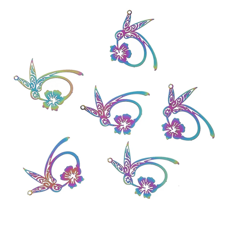 20Pcs/Lot New Retro Creative Stainless Steel Hollow Flower Charms Connectors DIY for Earrings Jewelry Findings Accessories