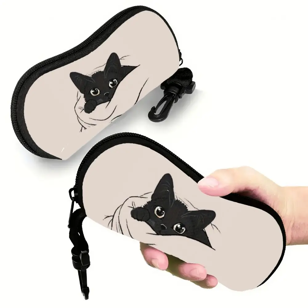 Nylon Sunglasses Storage Bag with Keyring Solid Color Hanging Sunglasses Durable Portable SunGlasses Holder Eyewear Accessories