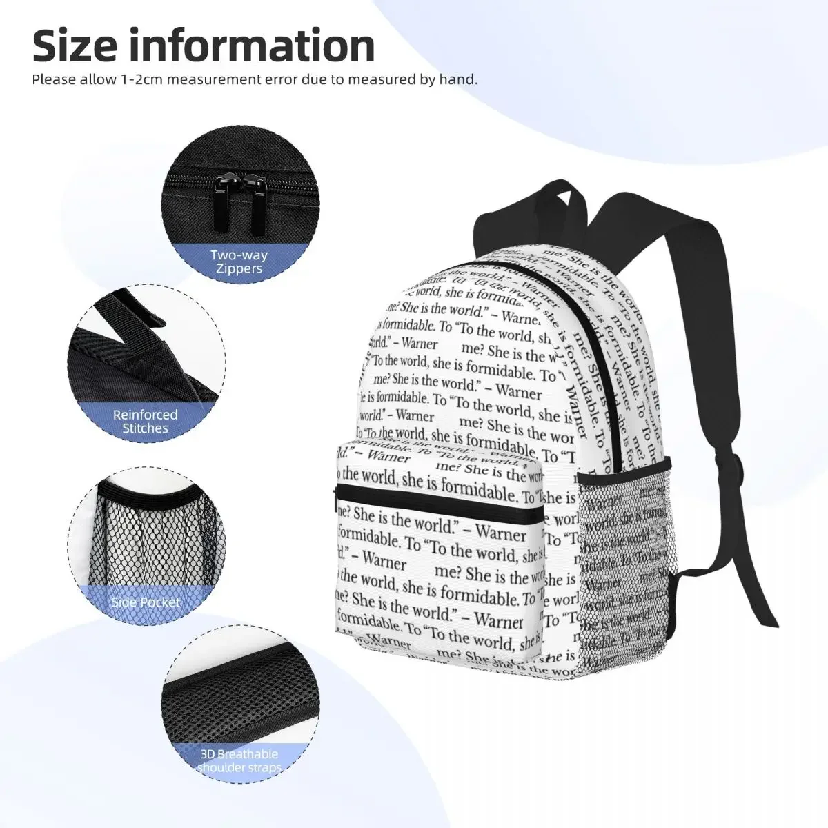 حقيبة ظهر Shatter Me Quote Daypack ذات سعة كبيرة للأولاد والبنات حقيبة كتب مدرسية حقائب كتف للرجال والنساء