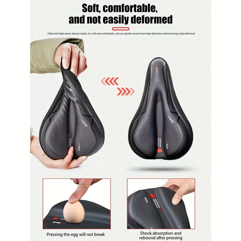 Bicycle Silicone Bike Seat Cushion, Waterproof, Thickened, Shock Proof, Super Soft Bicycle Seat Cover, Mtb Saddle saddle chair