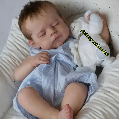 BZDOLL 45CM 18inch Sleeping Girl Reborn Doll, 3D Veined Skin, Vinyl Limbs Cloth Body, Bedtime Play Toy, Kids Birthday Gift