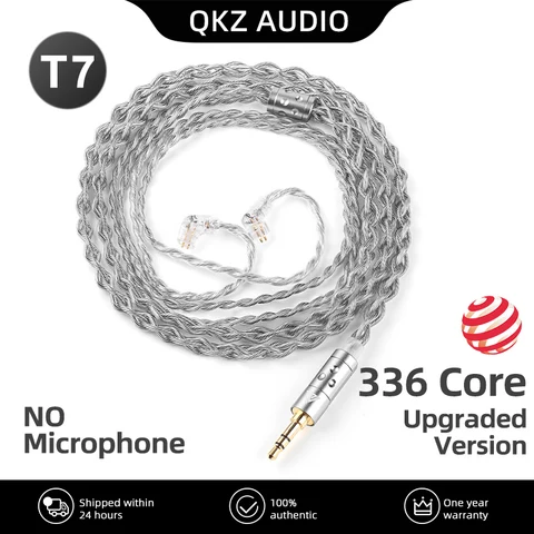 Кабель для наушников QKZ T1 3.5 мм/2Pin, Hi-Fi, серебряное покрытие — фото товара