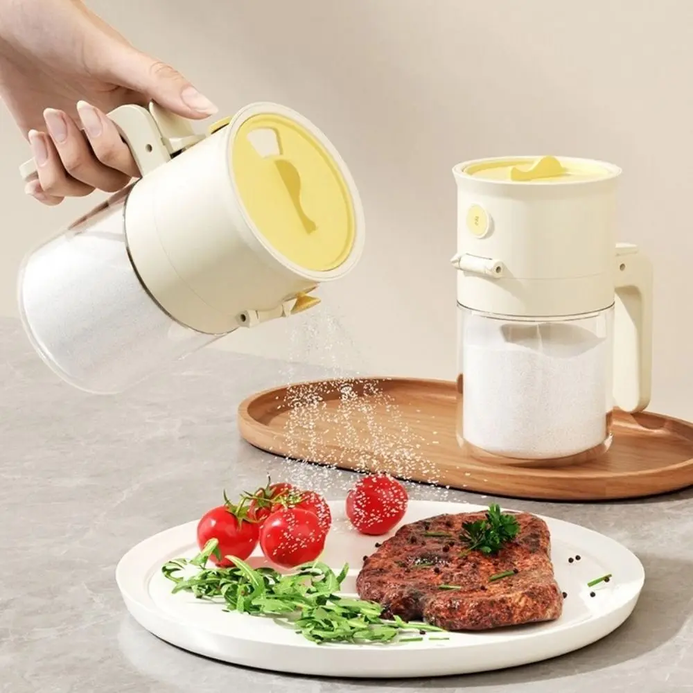 

0.5g 2 In 1 Salt Container Quantitative Control Moisture-proof Glass Seasoning Box Dustproof with Spoon Spice Container Kitchen