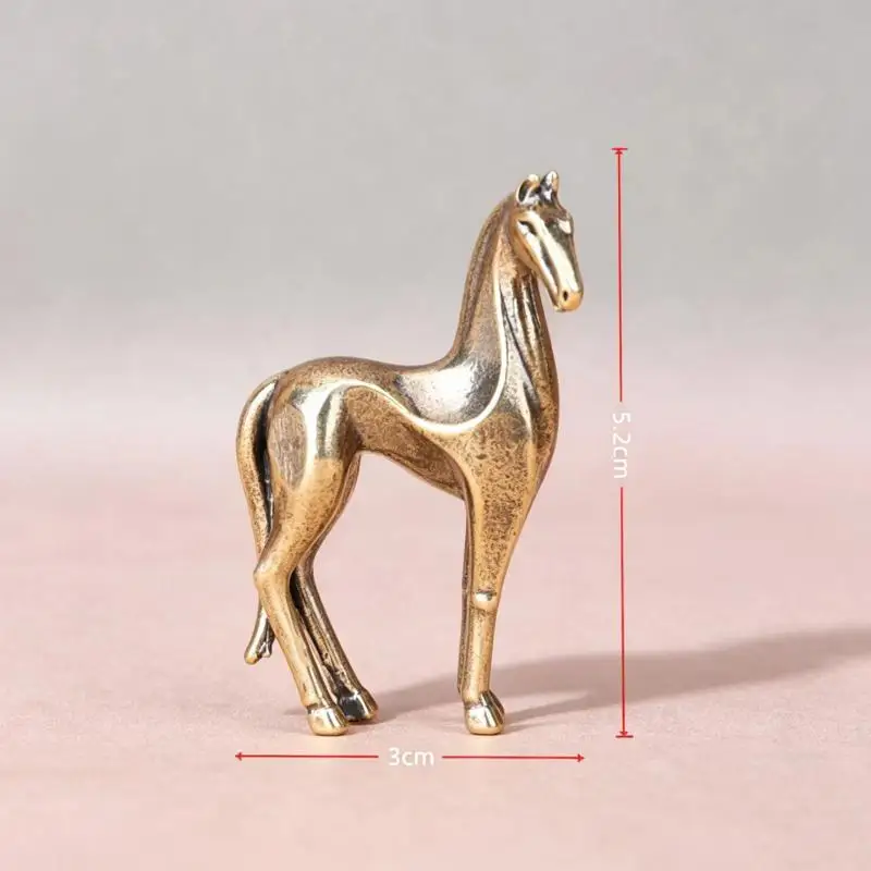 Brass Horse Sculpture Anti-Oxidation Handmade Decorative Statue for Living Room Bar Cafe Study Desktop Home Ornament Decor