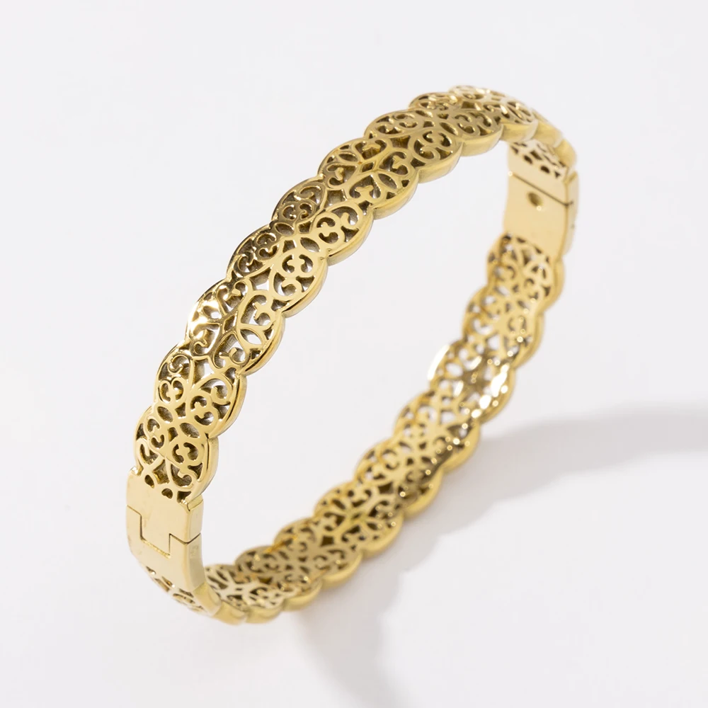 LUIZADA Vintage vergoldetes Armband für Frauen, Edelstahl, Luxus-Armreif für afrikanische Hochzeit, neue exquisite Braut, Verlobung – Detail 10