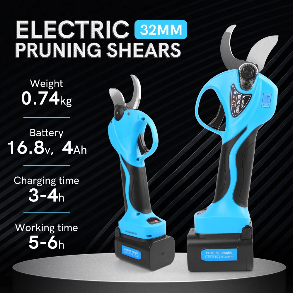 Ciseaux électriques professionnels avec extension, cisaille d\'élagage, coupe-branche, greffage, plus récent, 16.8V, 2 piles, outils électriques,