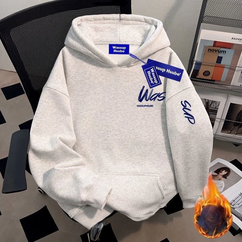 Popular Letter Hooded Sweatshirt Men's Wear High Street Major Autumn Winter Trendy Brand Featuring Casual Stylish Couple Outfits