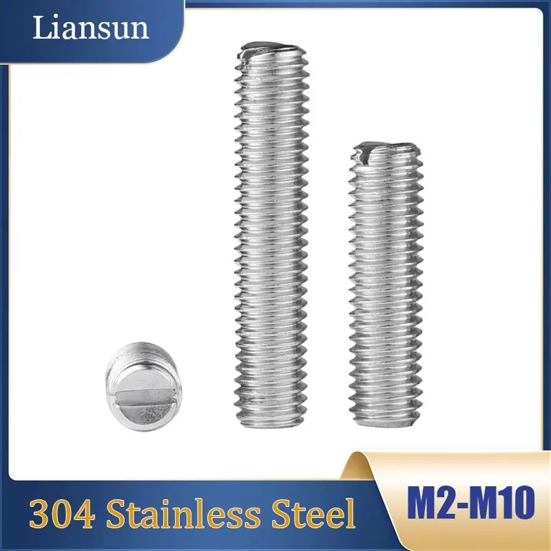 

304 Stainless Steel Slotted Headless Set Screws – M2-M10 Flat Point Grub Screws for Machinery