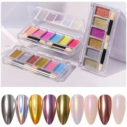 6 Color/Set Solid Magic Mirror Powder For Nails Art Decoration Aurora Acrylic Glitter Mixed Manicure Holographic Chrome Powder