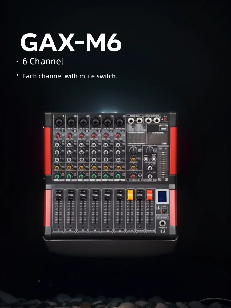 

GAX-M6 Professional 6 Channel Mixing Console High quality Audio Power Amplifier Mixer