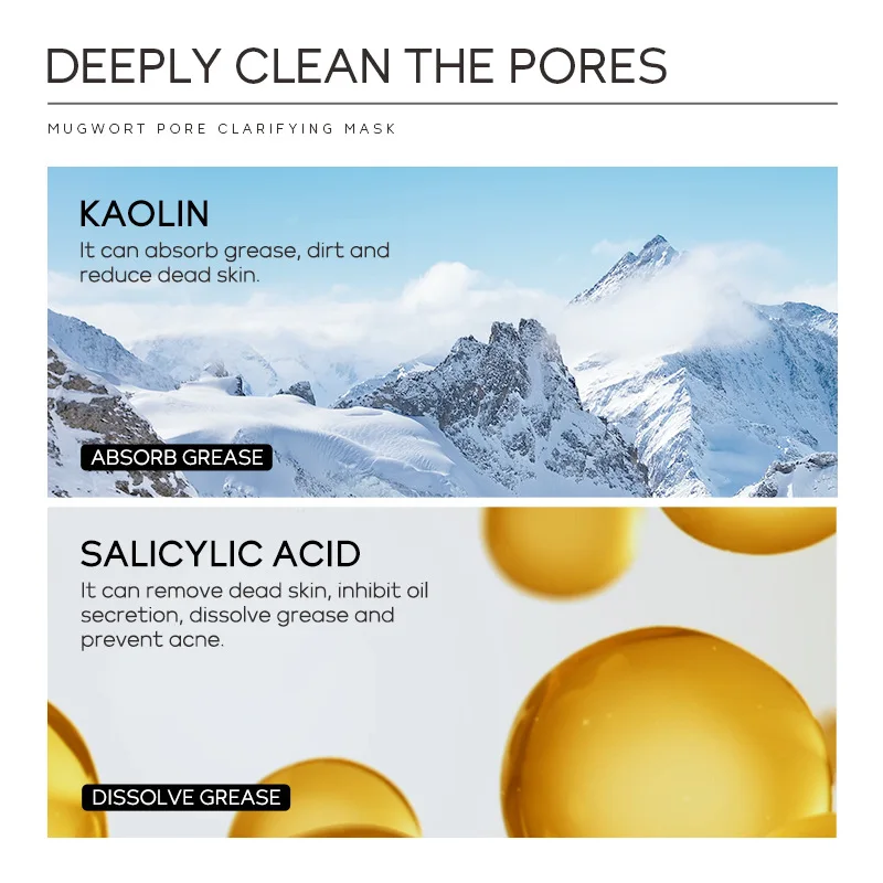 LAIKOU Mugwort Collagen Clarifying Mask Moisturizing Facial Masks Deep Cleaning Oil-Control Clay Mask Hydrating Face Skin Care