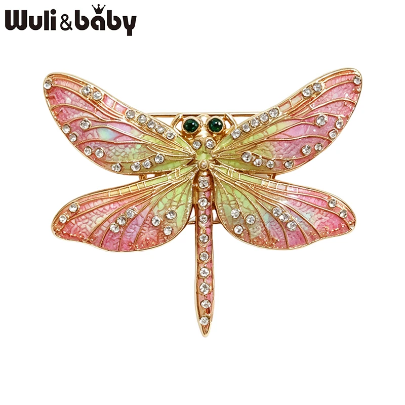 Wuli&baby Wunderschöne Libellen-Broschen für Damen, Unisex, 3-farbige Strass-Insekten, Büro- und Party-Broschen, Geschenke – Detail 3