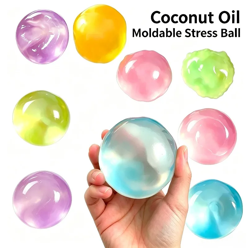 Translucent Moldable Squishy Stress Ball Coconut Oil Squeeze Toy Anti Stress Sensory Gift for Adults Finger Fidget Relief Toy