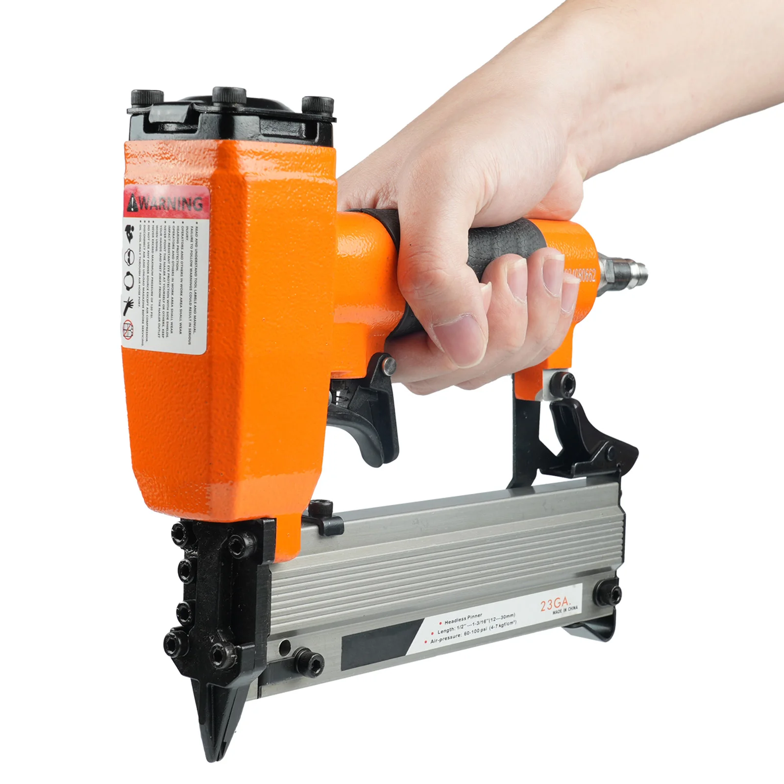 Pneumatic 23 Gauge Headless Pin Nailer Accepts 10-30mm Pin Nails, Air Pin Nail Gun for Furniture