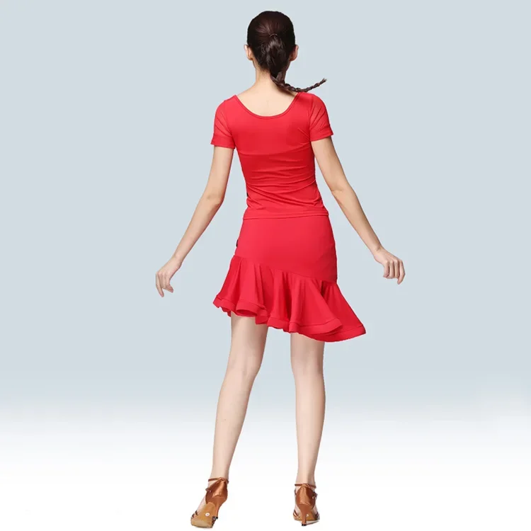 Spódnica do tańca latynoamerykańskiego 2025 damska na występy sceniczne, do ćwiczeń, asymetryczna, damska, do rumby, samby, tanga, cha-cha, sukienka balowa