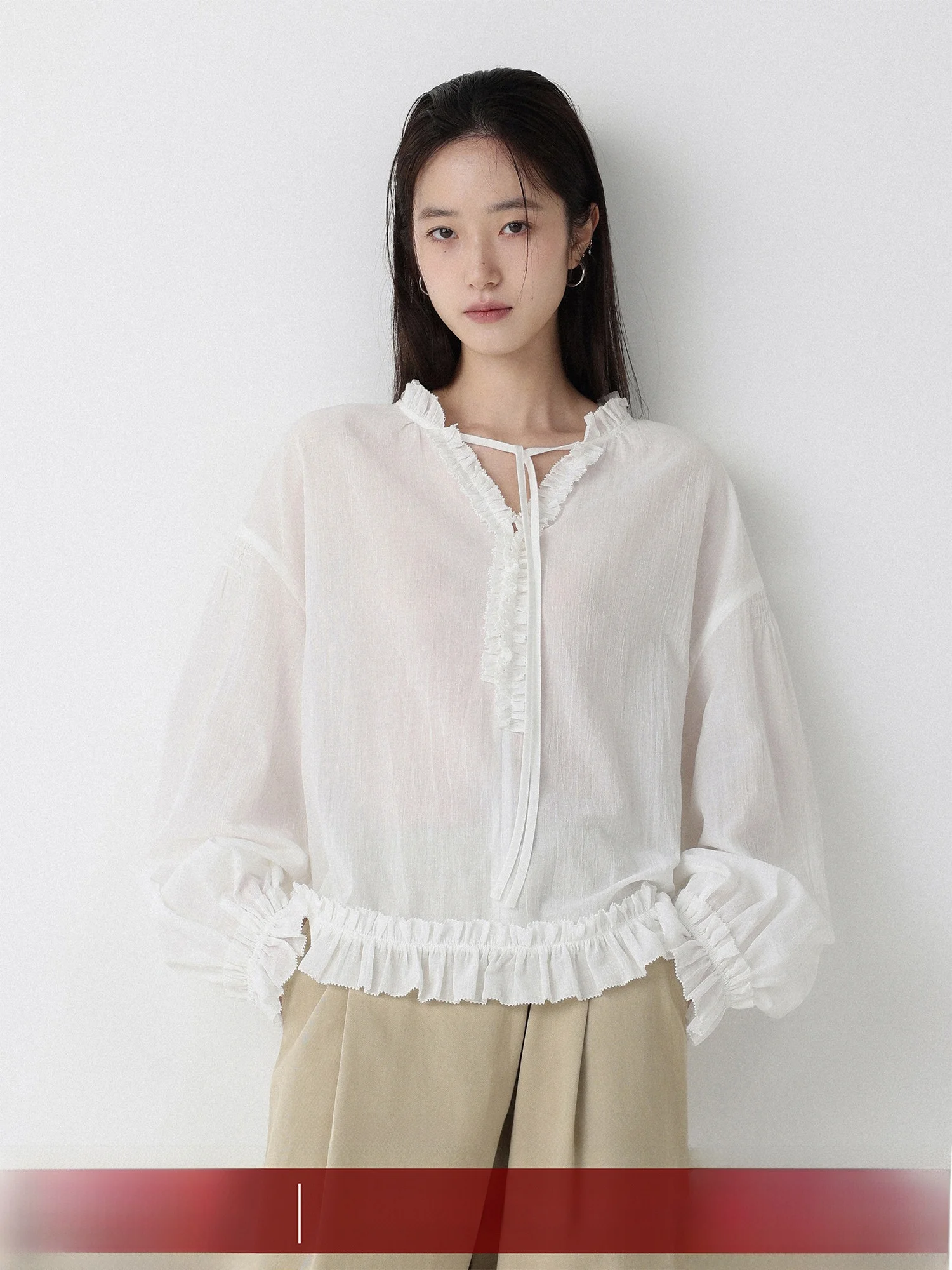 

Низкокалорийная женская рубашка с длинным рукавом White Day Coast, свободного кроя, с V-образным вырезом и манжетами, из чистого хлопка, в повседневном стиле, дышащая и комфортная