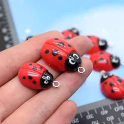 6/10pcs Kawaii Flatback Cartoon Ladybird Resin Charms DIY Animal Shape Earring Keychain Pendant Accessory For Jewelry Make