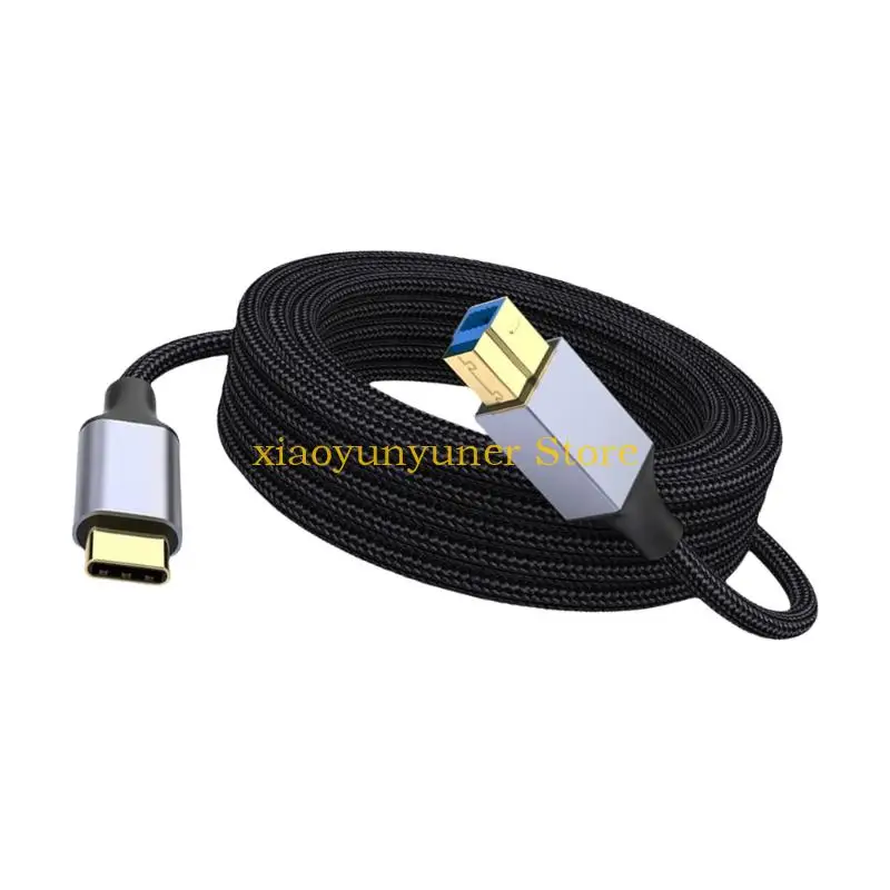Nylon Braided USB B To Type C Cable Office Use For Printers Docking Stations P9JB