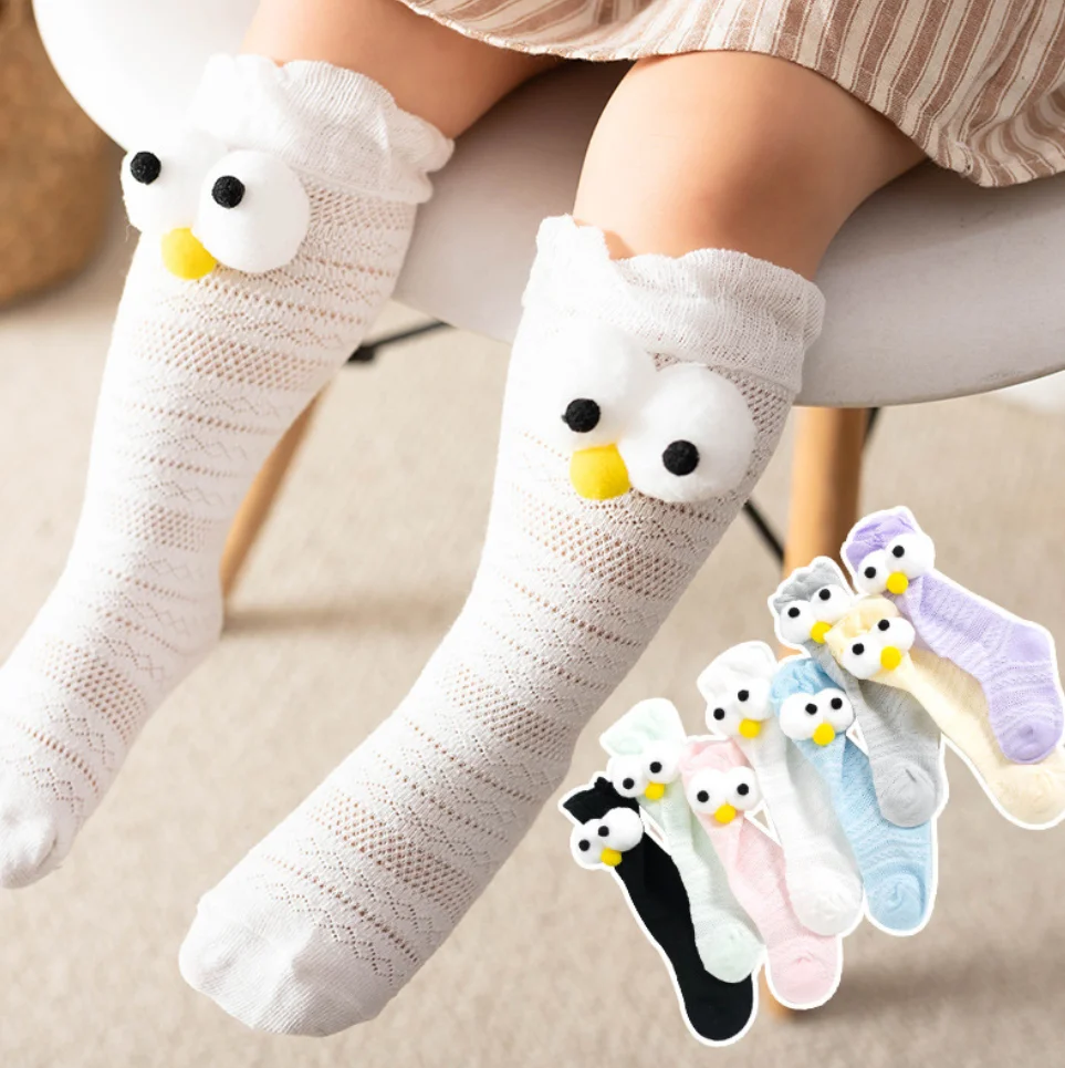 

Infant Mesh Three-dimensional Big Eyes Long Socks Anti-mosquito Summer Thin Breathable Stockings Baby Over Keen High Socks Girls