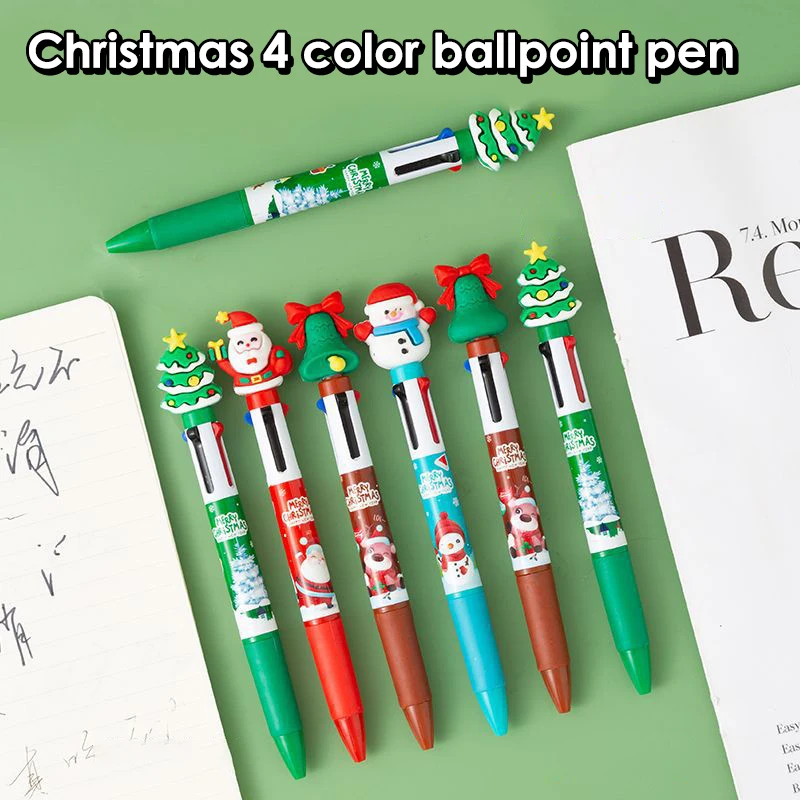 1/5/10/20Pcs แฟชั่นคริสต์มาสปากกาลูกลื่นการ์ตูนหลากสีน่ารักปากกาอุปกรณ์สํานักงานโรงเรียนเครื่องเขียนนักเรียนของขวัญ