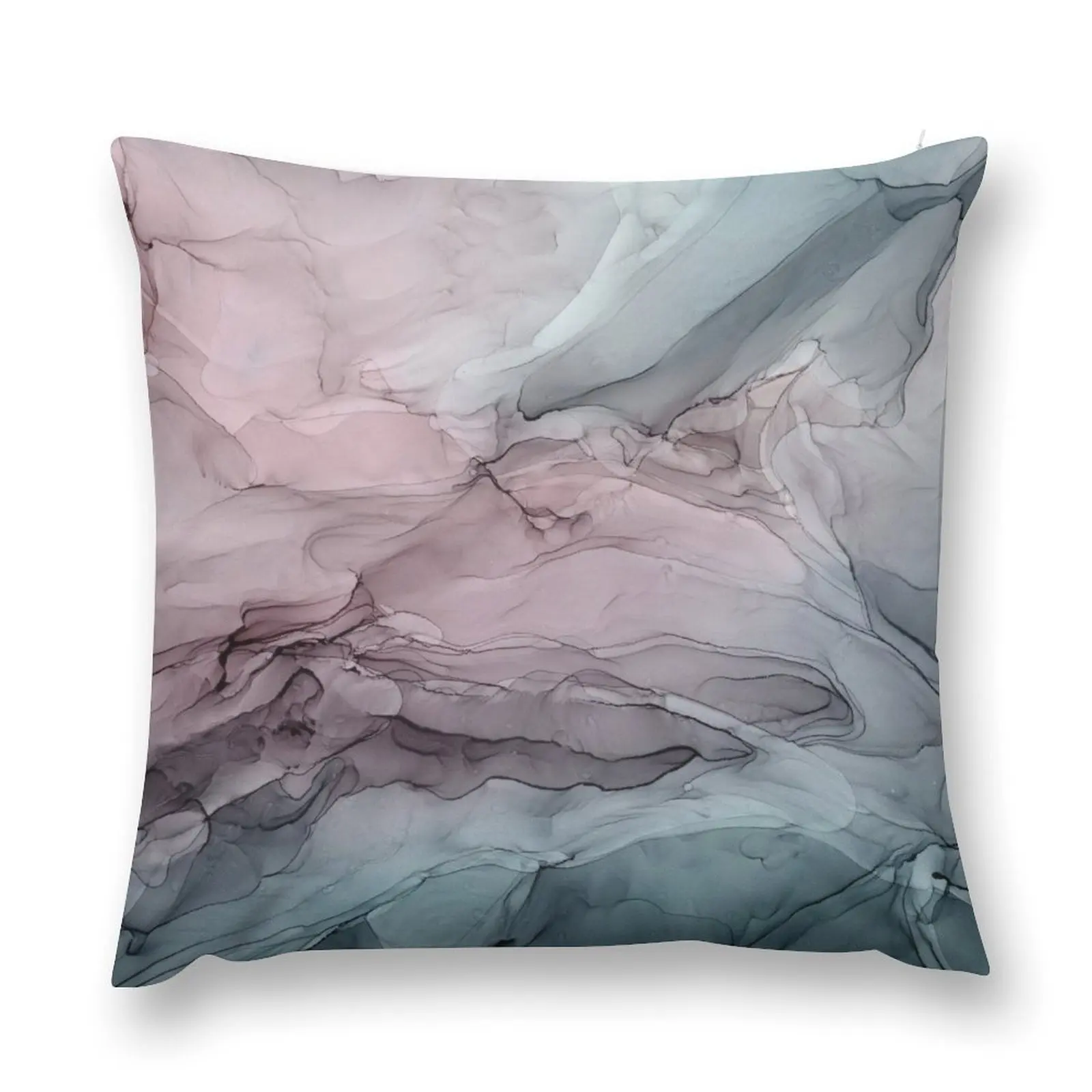 

Mauve Blush & Stormy Blue Flow Abstract 1 Throw Pillow Pillow Cover Decorative Pillow Covers For Sofa