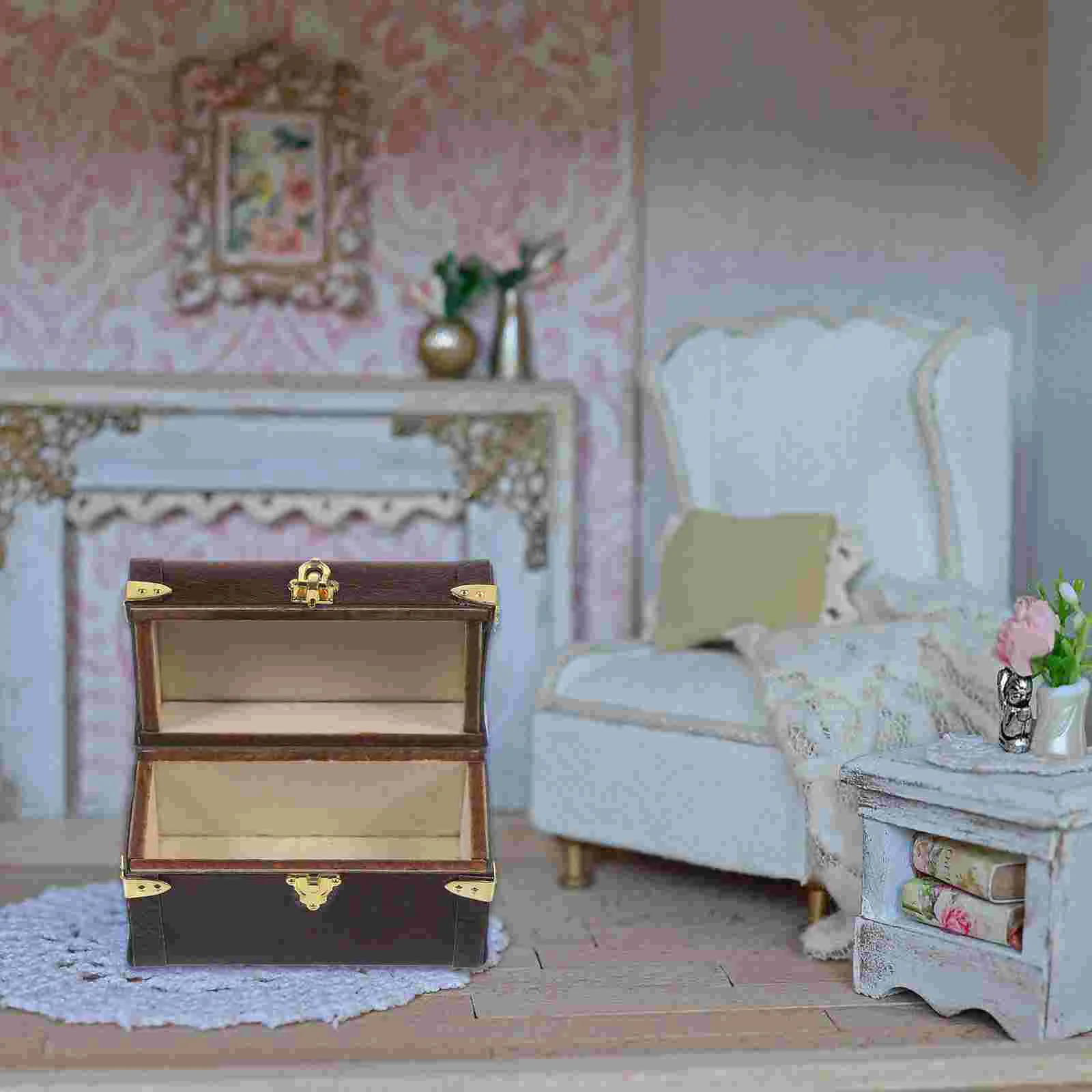 กระเป๋าเดินทางวินเทจ MINI House Decor ตุ๊กตารถเข็น Home อุปกรณ์เสริมของเล่นเครื่องประดับรุ่น