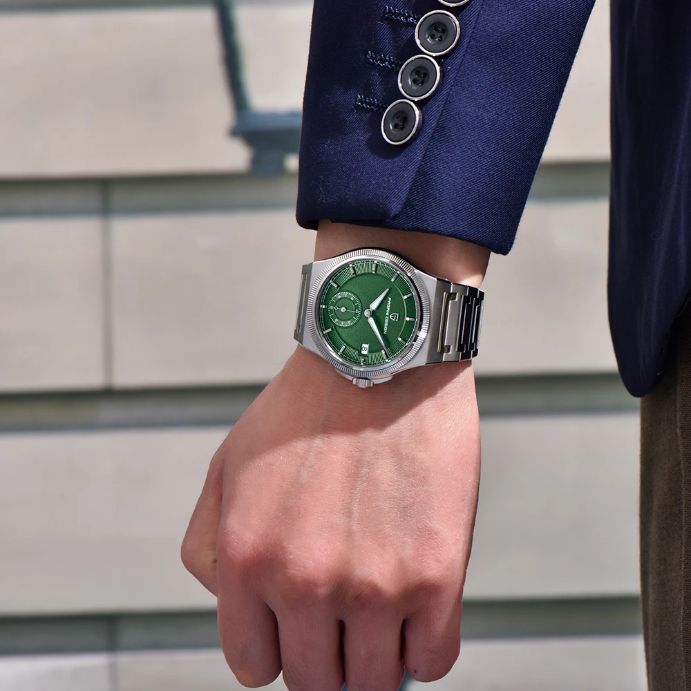 PAGANI DESIGN Men's Automatic Mechanical Watch 42mm Green Dial Sapphire Glass Coating Stainless Steel Business Wristwatch